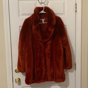 burnt orange fuzzy jacket